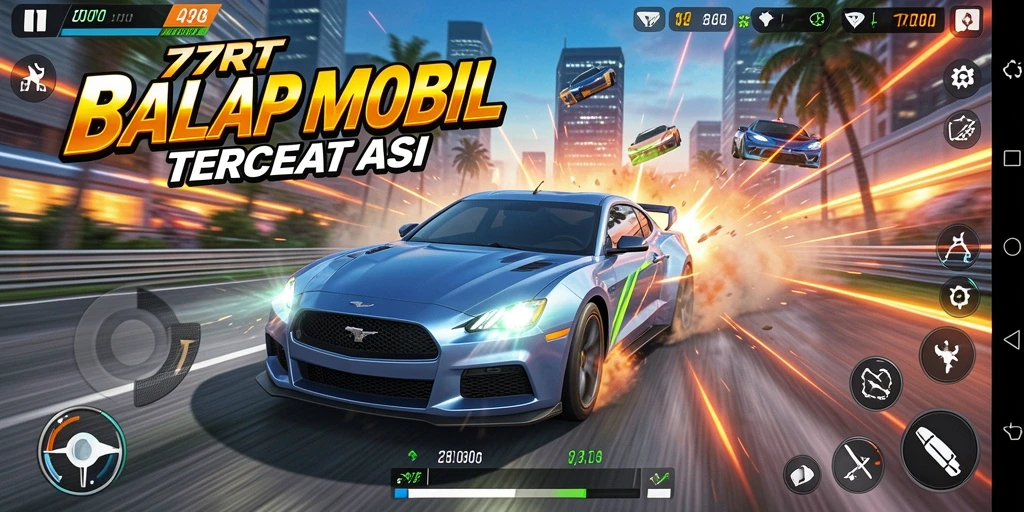 Screenshot gameplay 77RT yang menampilkan balapan cepat dan seru.