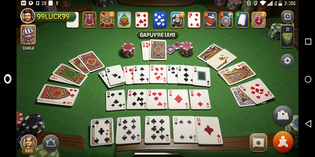 Tampilan gameplay seru di 99LUCK99, memperlihatkan momen menegangkan permainan Gaple.