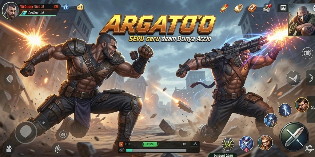 Screenshot gameplay ARGATOTO menampilkan pertarungan aksi yang intens.