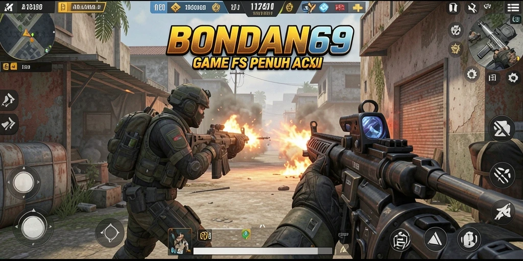 Screenshot gameplay BONDAN69 menampilkan pertarungan epik dalam suasana FPS.