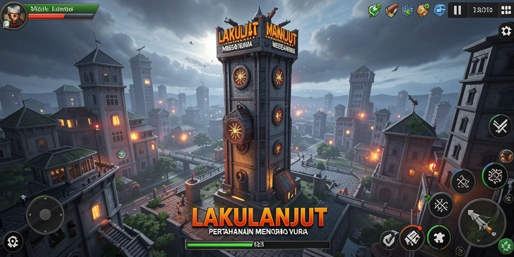Screenshot tangkapan layar menunjukkan pertempuran menara yang intens.
