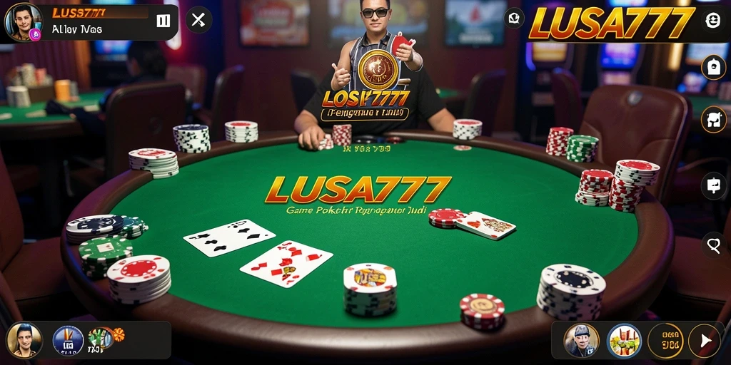 Screenshot gameplay LUSA777 menampilkan suasana seru permainan poker.
