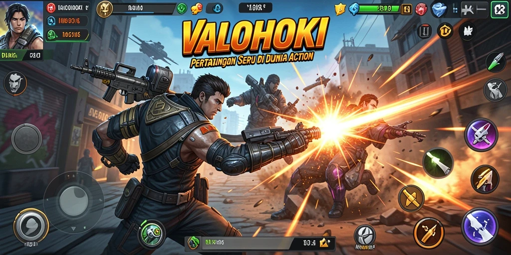 Screenshot utama VALOHOKI menampilkan aksi bertempur yang mendebarkan.