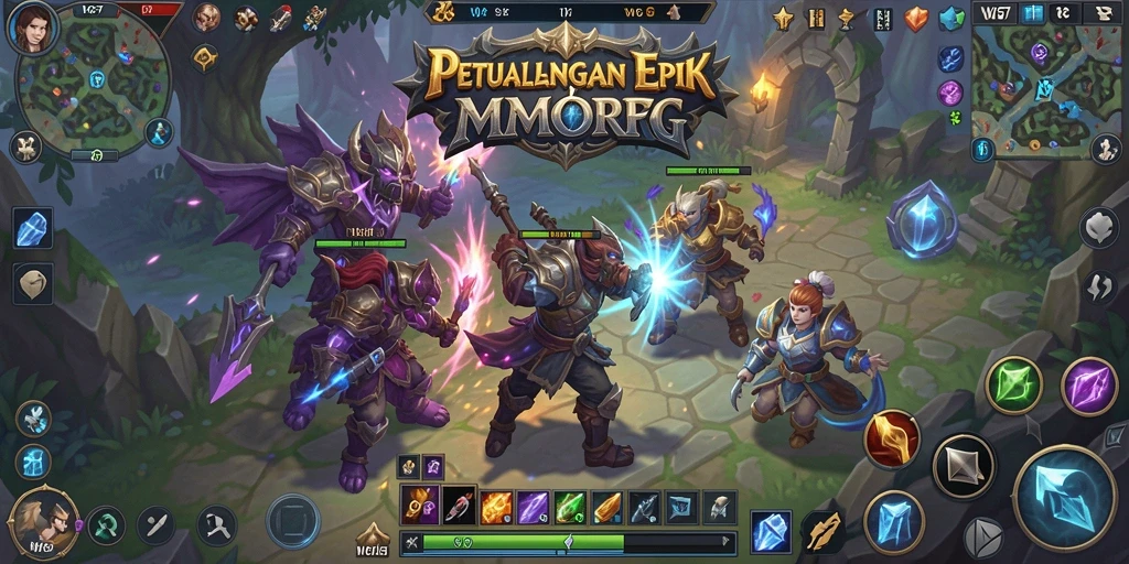 Tangkapan layar utama W67 menampilkan aksi seru dalam pertempuran MMORPG.